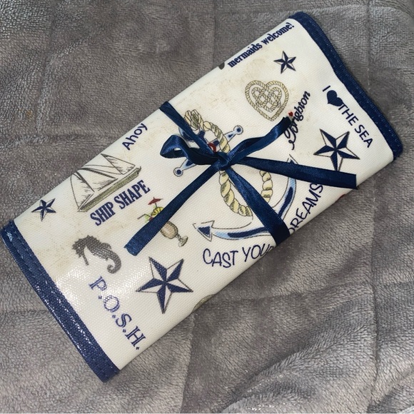 Brighton "THE SEASIDE CHIC" Nautical Jewelry Roll Travel Jewelry Roll Case Pouch - Picture 13 of 13